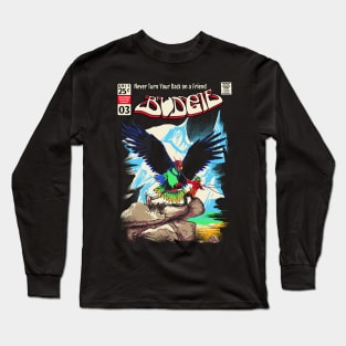 Budgie Band, Comic Cover style, Never Turn Back on a Friend Long Sleeve T-Shirt